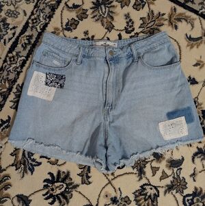 Hollister Light Blue Jean Shorts with Patchwork